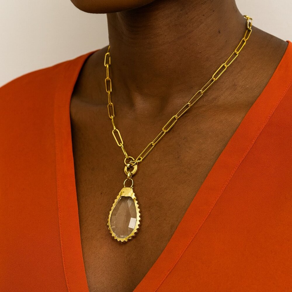 Faceted Cristal pendant/charm Necklace gold-plated